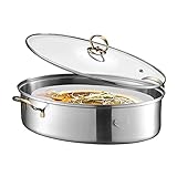 Taille : Hauteur du pot : 10,8 cm, largeur 25 cm, diamètre : 38,8 cm, hauteur du cuiseur vapeur : 4 cm, largeur 21,5 cm, diamètre : 33,7 cm, hauteur de l'assiette de poisson cuit à la vapeur : 3,8 cm, largeur 16 cm, diamètre : 36 cm.