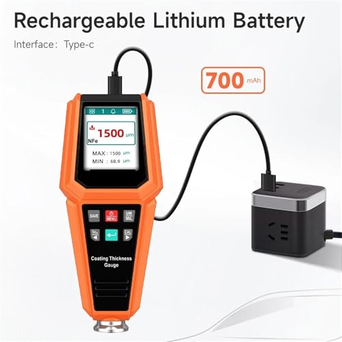 Grosorímetro recargable de alta precisión para medición de recubrimientos FE/NFE, rango 0-1500 um, herramienta para medición de pintura automotriz miniatura 4