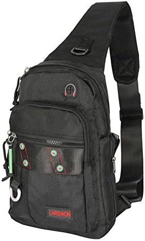 Sling Backpack, Sling Bag Oxford Small Backpack Crossbody Bag for Men Women Black