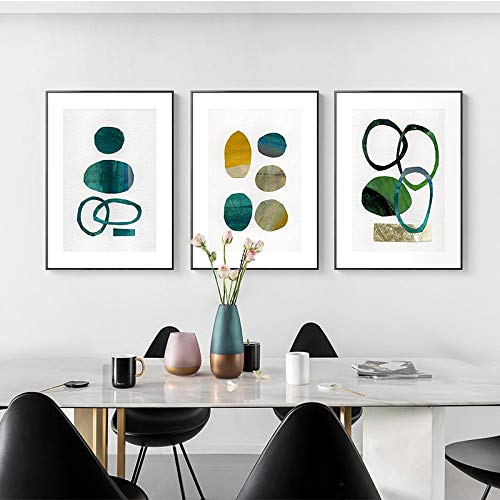 Affiches mur art abstrait moderne et posters de pierre - Toile peinture nordique 60x80cm 3pcs