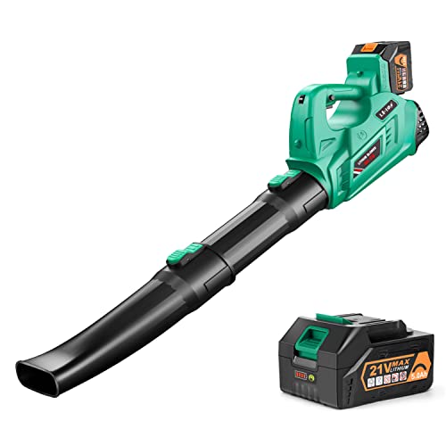 EKACO Leaf Blower Cordless - 21V 320 CFM & 180 MPH Battery Powered Leaf Blower with 5.0Ah Battery and Charger, 6 Variable Speed Control Blower for Lawn Care, Yard, Blow Leaf, Snow Debris, Dust
