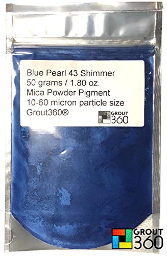 Grout 360 Blue Pearl #43 Pigment Mica Powder Shimmer Metallic Effect 50 grams approx. 1.8 ounces for Epoxy Floors and Countertops
