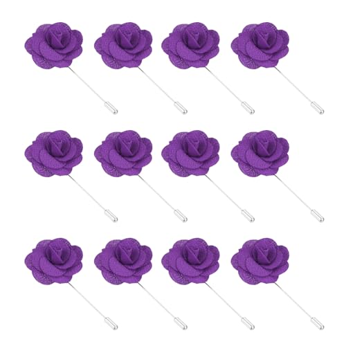 Image of PATIKIL Flower Boutonnieres Pin, Handmade Camellia Lapel Pin for Men Women Suit Wedding Graduation Anniversary Brooch Outfit Accessories