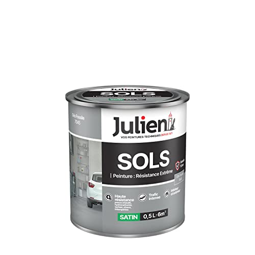 Julien Peinture Sols Extrême Intérieur et Extérieur - Chapes béton, ciment lissé, briques, asphalte, planchers et parquets - Gris Fossile 0,5 L