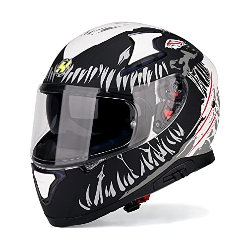 HAX Casco integral de motocicleta con doble alerón trasero aprobado por DOT y Pinlock Ready, casco de moto ligero y duradero para adultos (Impulse Devour, negro, XL)