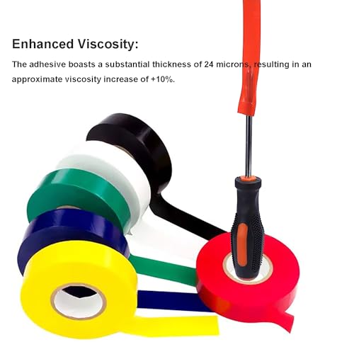 Image of Electrical Tape Multicolor 6 Pack, 3 /4 in x 33ft, PVC Insulation Tape, Flame Retardant & Weather Resistant, Color Coding for Wires, Circuits, and DIY Projects