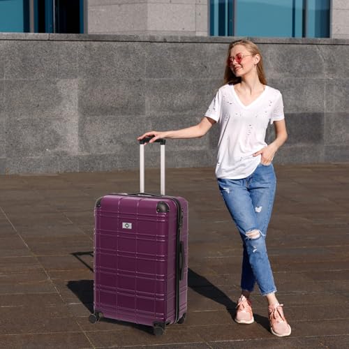 Durable 4-Piece Luggage Set - Lightweight Hardshell Suitcases with 360-Degree Wheels and Approved Locks - Purple2