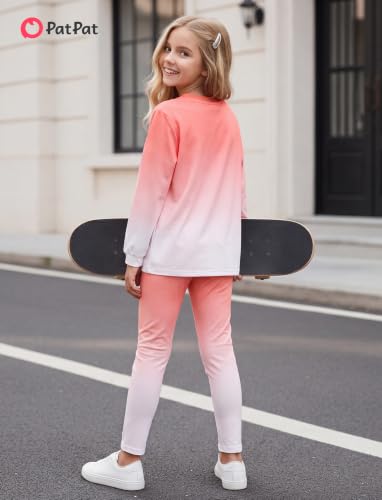 Image of PATPAT Little Girls Clothes Crew Neck Leopard Color Block Sweatshirt and Leggings Girls Outfits Size 4-12Y