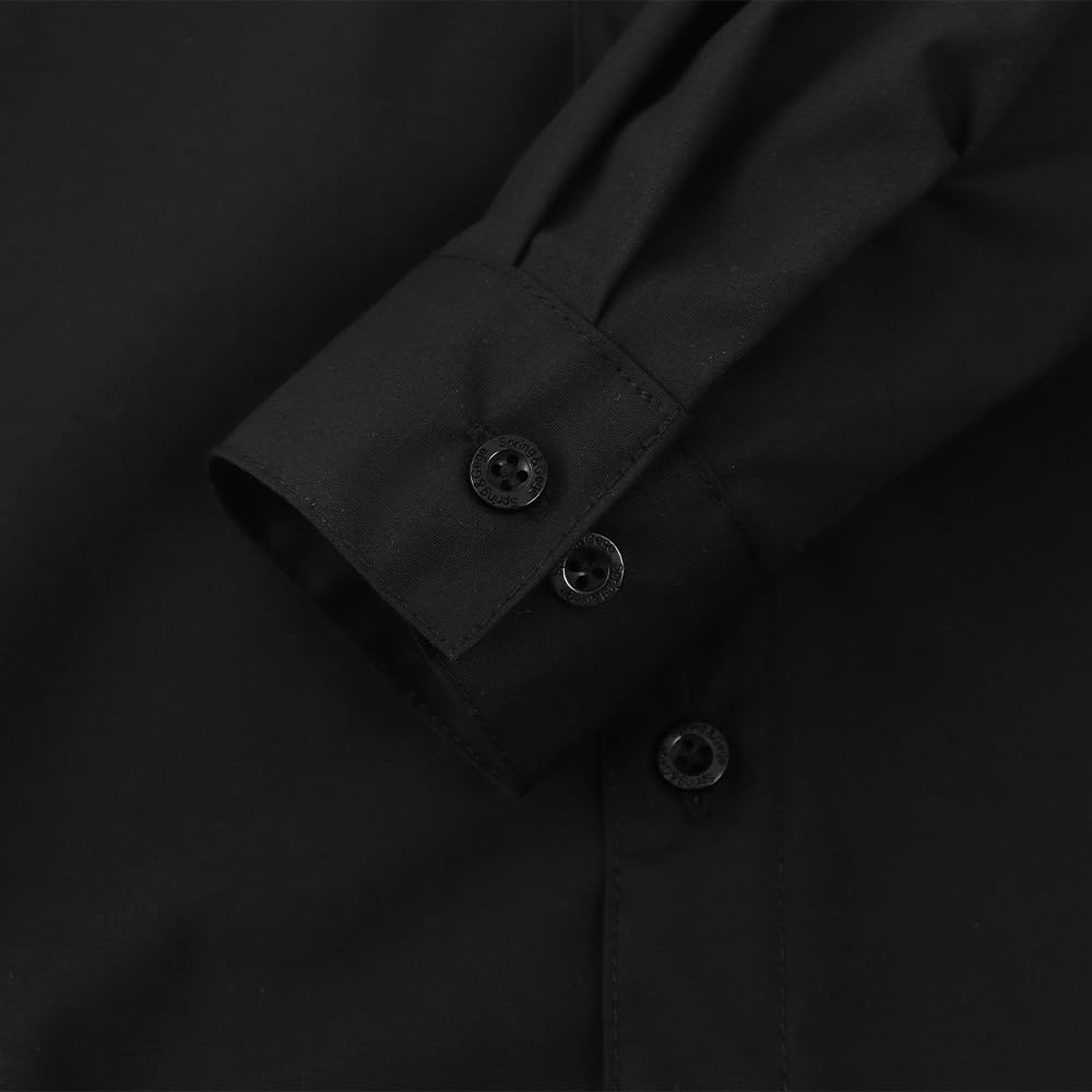 Spring&Gege Camisas elásticas de manga larga para chicos, fáciles de planchar, corte regular, sólido, camisa para traje regional, clásico, diario, boda, graduación, escuela