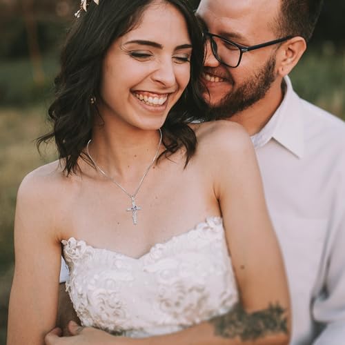 Butterfly Cross Necklace for Women, 925 Sterling Silver Birthstone Cross Pendant Necklaces, Religious Jewelry Gift for Christmas/Birthday/Baptism4