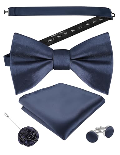 Image of Alizeal Mens 4pcs Formal Solid Bow Tie Set