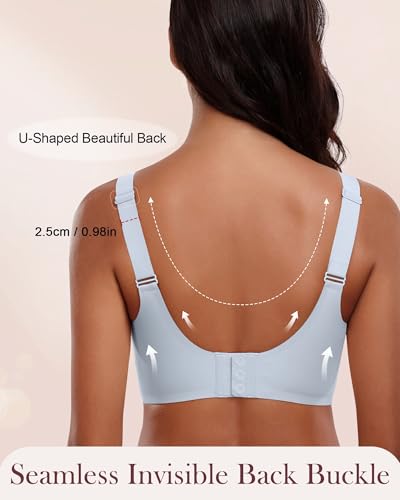 Image of HORISUN Seamless Mesh Lace Bras for Women No Underwire Wireless Bras with Support and Lift Full Coverage Deep V Bralettes
