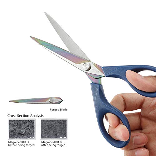 Livingo Scissors 7 Inch All Purpose Titanium Scissors Bulk 2 Pack, Left/Right Handed, Forged Stainless Steel Sharp Blade Shears Multipurpose For Home Offce School Student Sewing Fabric Craft Supplies #TOP3