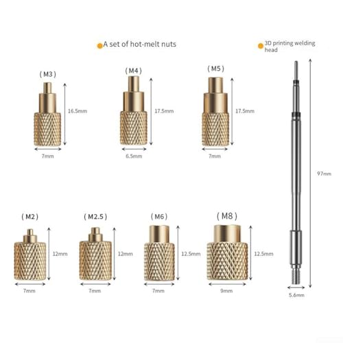 Outil d'insertion d'écrou thermofusible 02A pour impression 3D M2-M8