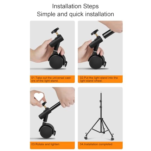 Image of Light Stand Wheels, 16MM Light Stand Wheels Set 3pcs, Silent and Smooth Rolling, Photography C Stand Wheels with Brake for Photo Studio Video