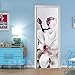 KFEOEA Autocollant Porte Trompe L'oeil - 3D Stickers Porte Fleurs Blanches - Auto Adhésif Stickers Art Papier Peint Peintures Autocollants, Cuisine, Chambre, Salle De Bain - 77X200Cm