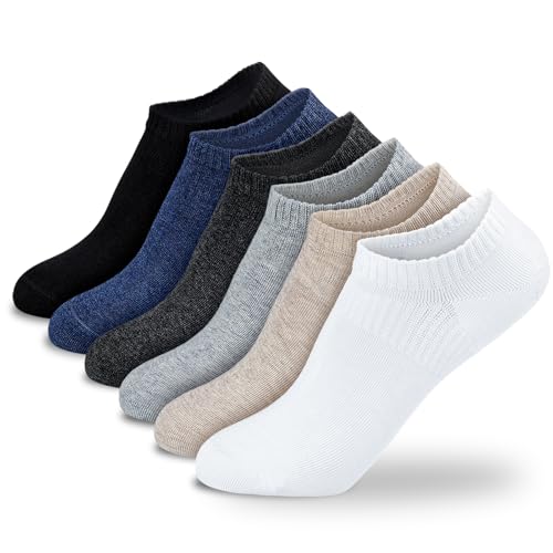 BIVOLU Ankle Socks for Women and Men - 6 Pairs Low Cut No Show Socks Non Slip Cotton Sock Breathable Invisible Casual Sock