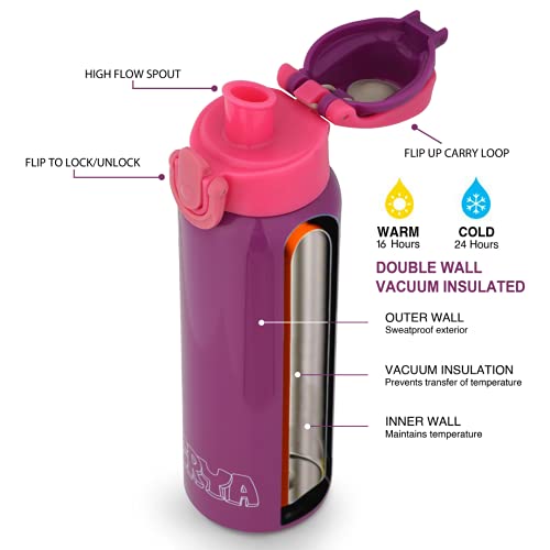 Image of CRYA Zenith Stainless Steel Water Bottle for Hot and Cold Beverages for Upto 24 Hours, BPA Free and Leakproof Thermosteel Double Walled Insulated Vacuum Thermos Flask (Blush Purple, 600 ML)