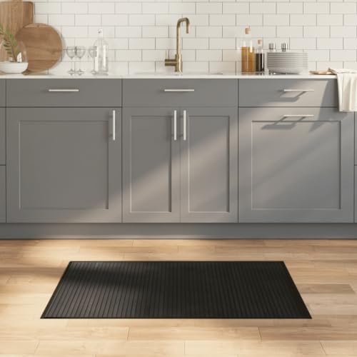 vidaXL Tapis rectangulaire Noir 60x100 cm Bambou, Tapis de Salon, Tapis de Cuisine, Tapis rectangulaire, Tapis de Chambre à Coucher