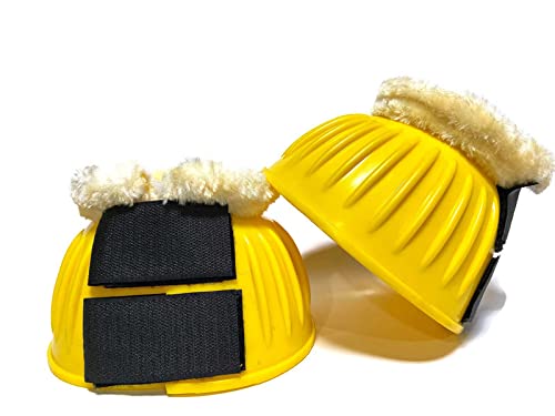 Equipride OVERREACH BOOTS BELL BOOTS MADE HIGH QUALITY RUBBER WITH FAUX FUR LINED XXL-XS (XXL, Yellow)