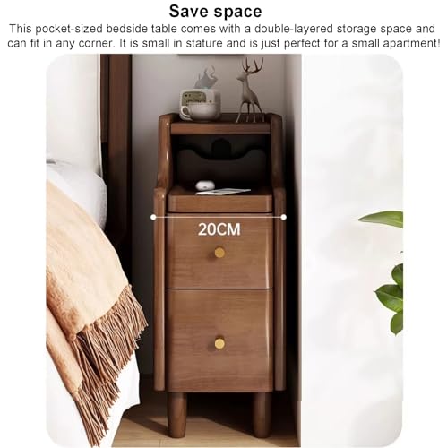 Table de chevet style milieu du siècle en bois avec rangement pour petits espaces