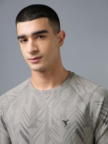 Image of TECHNOSPORT Men's Slim Fit Crew Neck Full Sleeve All Over Printed T-Shirt with Technocool+, UPF50+ for Gym, Sports & Regular Use