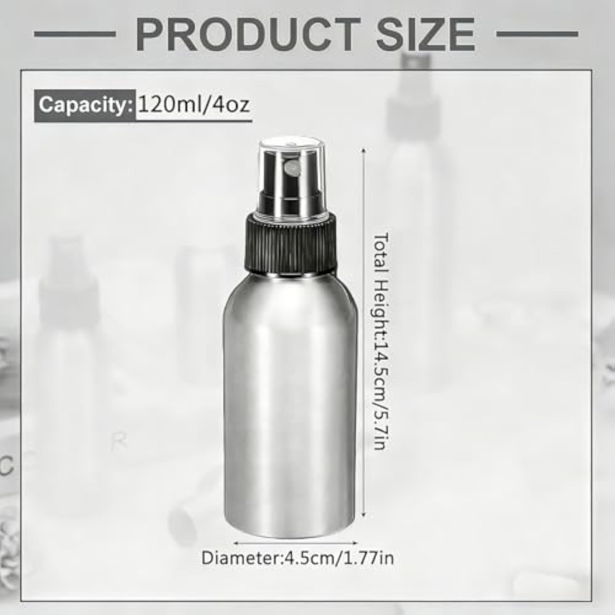 3 Pcs Aluminum Fine Mist Spray Bottles with Black Pump