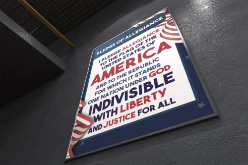 Image of Pledge Of Allegiance Poster For Classroom Homeschool Wall Decorations Educational Classrooms United States American Decor Cool Wall Art Print Poster 12x18