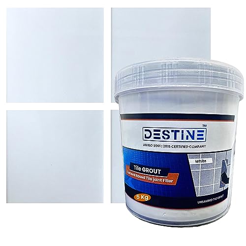 Image of DESTINE Tile Grout (16 COLOURS) (ALL PACKS: 100 Gm, 400 Gm, 800 Gm, 1 Kg, 3 Kg, 5 Kg), Waterproof, Cement Based Tile Joint Filler, Crack Filler, Tiles Gap Filler, Tile Grout (5 Kg, White)