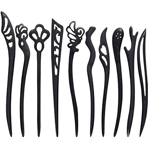Miayon 10 Pieces Wooden Hair Sticks Chinese Chignon Japanese Hair Chopsticks Wooden Hair Pins for Long Hair Hair Sticks for Buns for Women Girls Handmade Hair Accessories Cover