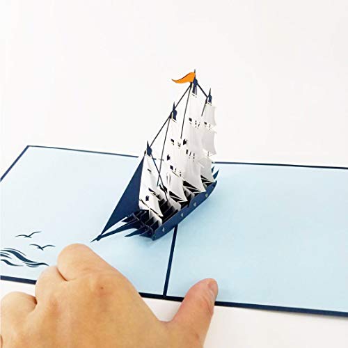 Clipper Ship 3D Pop Up Greeting Card - Sailboat, Ocean, Happy Birthday, Just Because, Special Days, Retirement, Graduation, Friendship,Anniversary Card, Unique Gifts For Men, Women | Pop Card Express (Clipper Ship Pop Up Card) #TOP3
