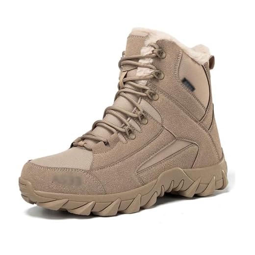 Botas Táticas Militares De Trabalho Dos Homens, Botas De Combate Masculinas Com Forro De Pele De Inverno Quente Plus Size Antiderrapante, Botas De Neve Largas De Pouco Peso Livre (Color : Brown, Siz