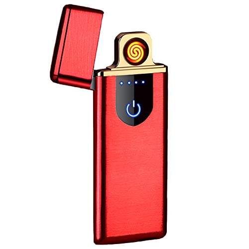 Electric Lighters Dual Arc Lighter USB lighters Plasma Flameless Rechargeable Lighter Windproof Lighter Electric Lighters for Camping, Fire, Starter, Hunting, Backpacking, Hiking, EDC Gear(Red)