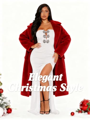 Image of Women's Sexy Strapless Backless High Split Long Maxi Dress Ruched Off Shoulder Sleeveless Bodycon Party Cocktail Dresses