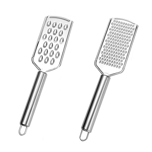 2Pcs Parmesan Cheese Grater, Graters for Kitchen, Mini Cheese Grater, Carrot Hand Grater, Microplane Fine Grater with Handle and Hanging Hole, for Chocolate, Vegetables, Fruits, Ginger and Garlic