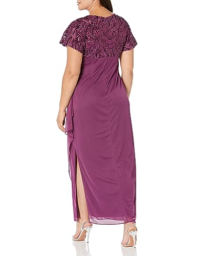 Image of Alex Evenings Women's Long Stretch Sequin Bodice Mother of The Bride Dress with Empire Waist (Petite and Regular Sizes)