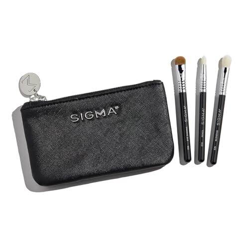 Sigma Beauty Glam 'N Go Mini Eye-Pinselset – 3 Pinsel für Verblenden, Linieren & Schattieren, ideal für Eye-Make-up unterwegs – weiche Synthetikfasern