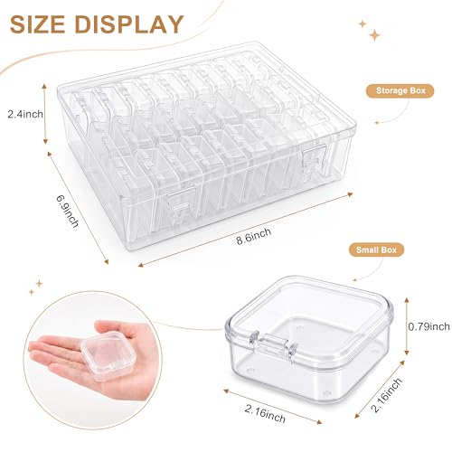Image of Exptolii Small Bead Organizer Box, 30Pcs Clear Plastic Case Mini Dimond Bead Storage Containers with Hinged Lids and Rectangle for Bracelet Making DIY Jewelry Craft Nail Small Parts