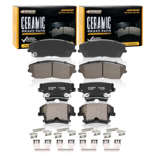 Image of Ceramic Disc Front and Rear Brake Pads Set Compatible with Select Chrysler 300;For Dodge SE /SXT /SXT Plus,Challenger SE /SXT /SXT Plus,Charger Base /SE /SXT /SXT Plus,Magnum SE /SXT (D1056+D1057)
