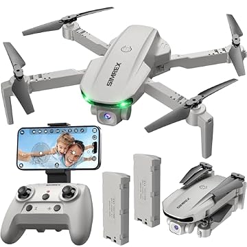 SIMREX Drone com câmera 1080p para crianças e adultos, drone quadricóptero RC com retenção de altitude, mini drone com uma tecla de partida, Waypoint Fly, modo Headless, flip 3D, 3 velocidades, drone