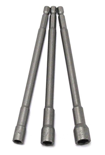 Elitexion 6 Inch Long Magnetic Nut Setters 1/4 Inch Hex Shank Heavy Duty For 1/4, 5/16, And 3/8 Inch Set – 3 Piece Set #TOP4