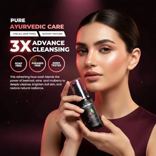 Image of Organic Beetroot Face Wash with Wine & Mulberry 50 ml | Gel Face Cleanser for All Skin Types | Brightening & Antioxidant Rich Face Wash | Sulphate & Paraben Free