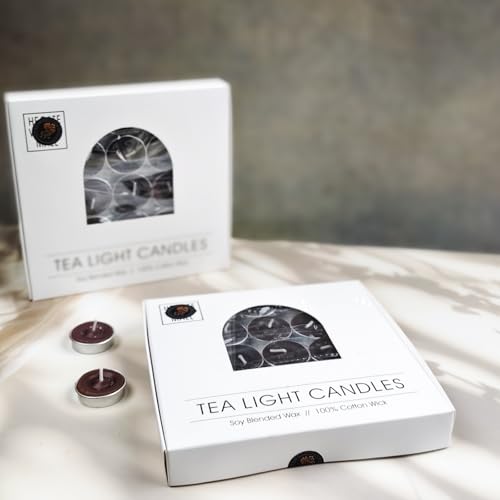 Image of Unscented Tea Light Candles | Soy Wax Blend Long-Lasting with Cotton Wick | Perfect for Home Decor, Parties, Weddings, and More | Set of 100 (Brown)