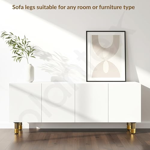Image of Plantex 3 Inch Sofa Leg for Bed Furniture /Aluminium Sofa Leg for Table /Support Legs /Furniture Leg - Pair of 2 (4 Piece) (DTS-77, Brass Antique & Gold)