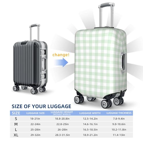 Travel Luggage Covers - Light green white Checkered Elasticity Suitcase Covers Protector for Luggage 18-32 Inch2