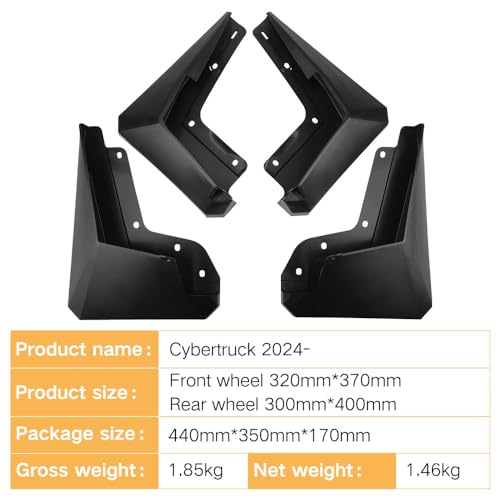 Image of 4pcs Mud Flaps Mud Splash Guard Mudguards for Tesla Cybertruck 2023 2024 2025 Splash Fender No Drilling Precision Fit Exterior Accessories