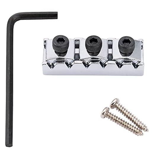 Musiclily Pro 42mm Acero Cejuela Bloqueo de Cuerdas R2 Locking Nut para Guitarra Eléctrica Floyd Rose Tremolo, Cromado