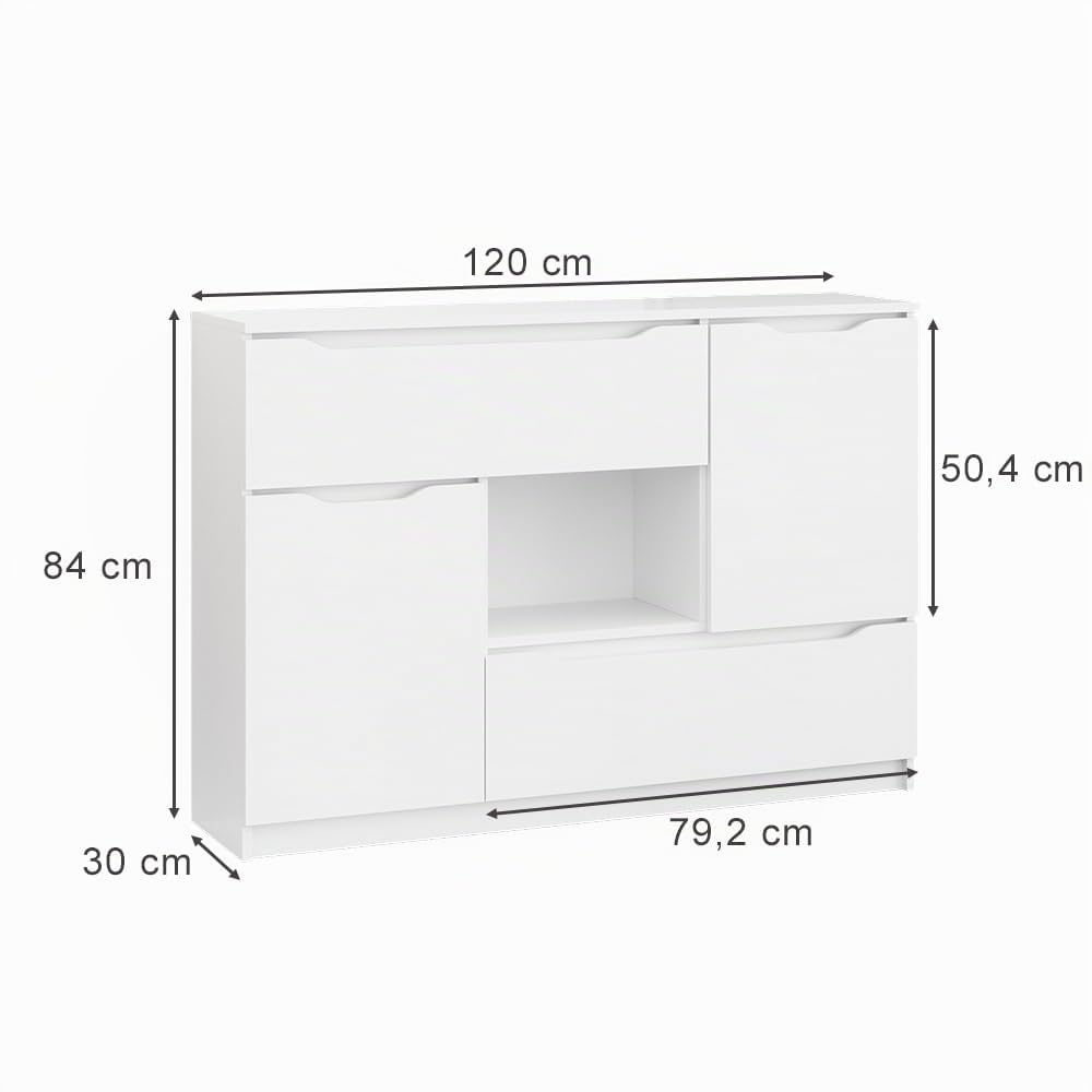 Vicco Cassettiera per camera da letto Ruben, Bianco, 120 x 84 cm | per riporre abiti e oggetti di uso quotidiano