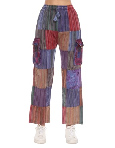 THE COLLECTION ROYAL Unisex Hippie Patchwork Bohemian Casual Rave Festival Harem Drawstring Boho Trouser Pants
