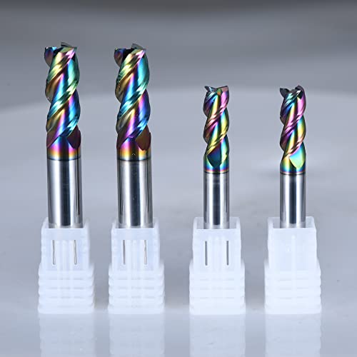 Image of XJL DLC Coating End Mill for Aluminum Carbide End Mills Set Square Nose 3 Flutes Milling Cutter for 6061 Aluminum Alloy